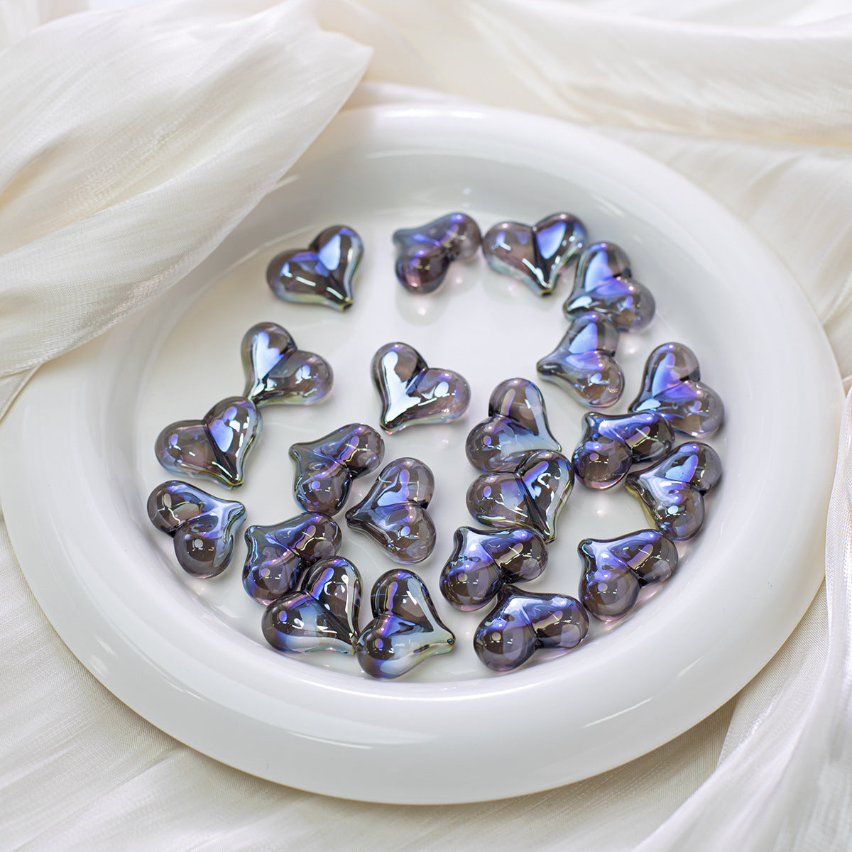 Transparent peach electroplated acrylic beads, scratch-resistant, through-hole loose beads for DIY bracelet accessories Secondary image