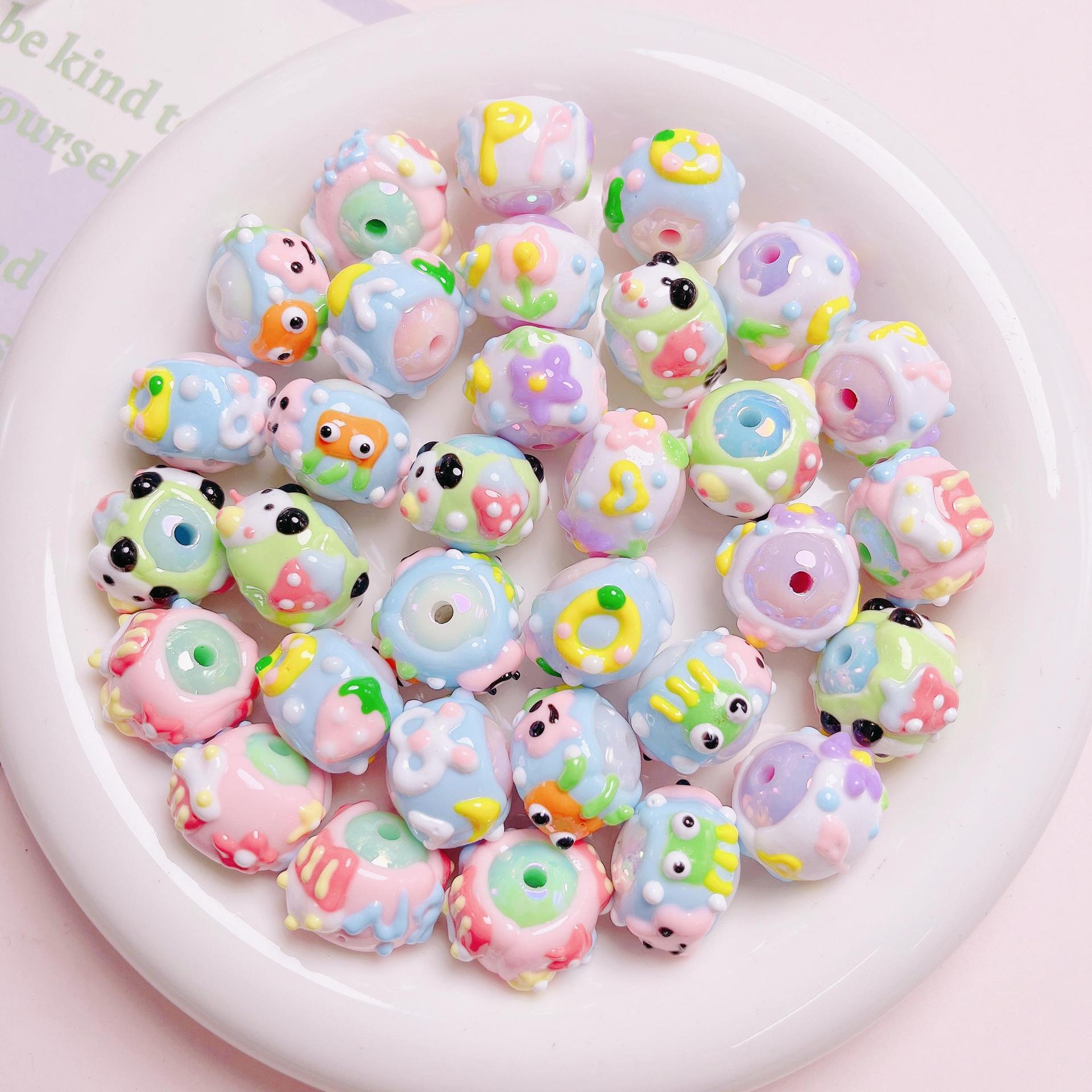 [Sweetheart Style] Hand-painted acrylic beads DIY handmade beading materials phone chain bag pendant accessories Secondary image