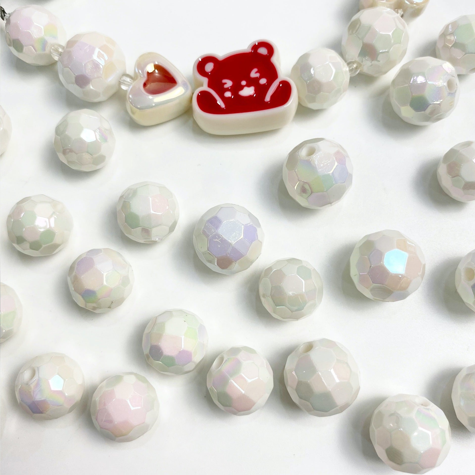 Solid color plated AB faceted football beads DIY phone chain beading material straight hole keychain accessory parts Secondary image