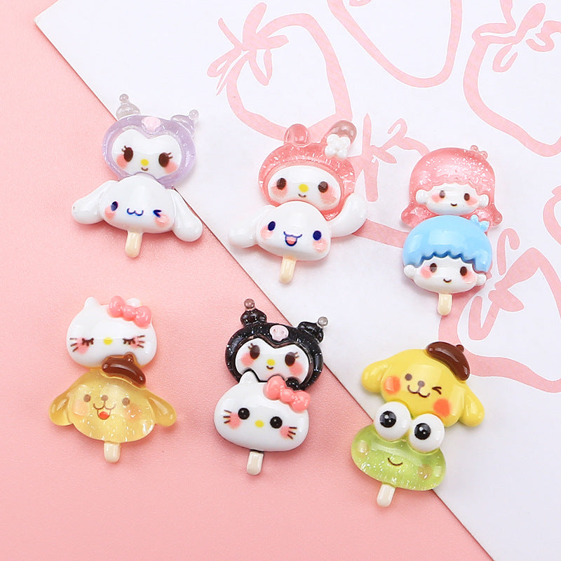 Cartoon animal charms, cute DIY cream glue phone case stickers, hair accessories, hair clips, resin accessories, water cup stickers Secondary image