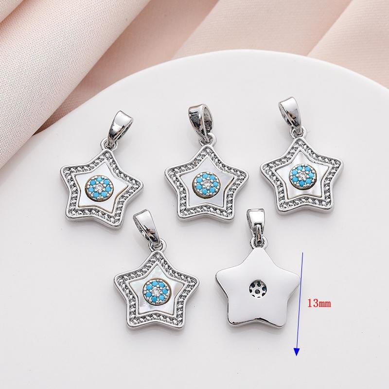 Gold-plated copper pendant with white mother-of-pearl inlay, DIY handmade beaded necklace accessory materials, pendant decoration Secondary image