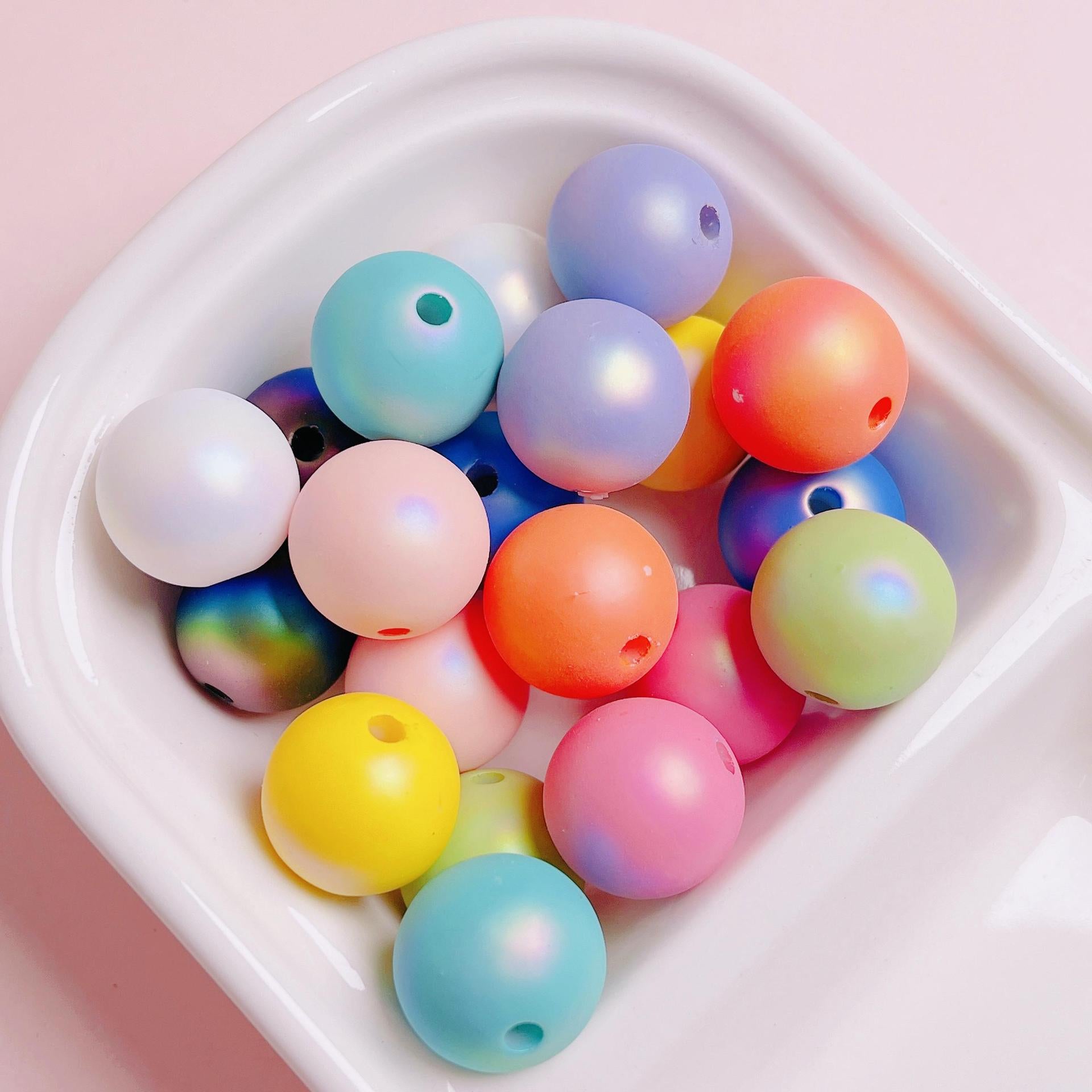 Colorful Aurora Touch Lacquer Rubber Round Beads Acrylic Loose Beads DIY Phone Chain Keychain Beaded Jewelry Accessories Secondary image