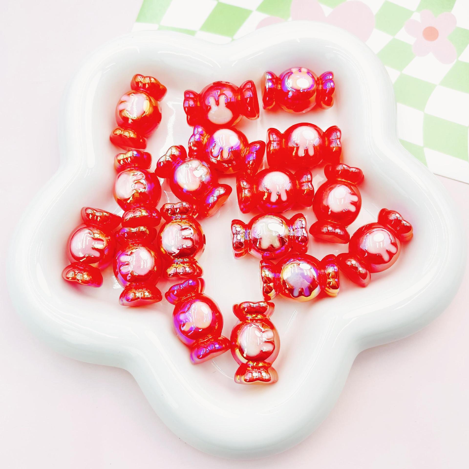 Cute rabbit hand-painted oil-drip candy straight-hole beads DIY phone chain keychain car hanging material accessory Secondary image