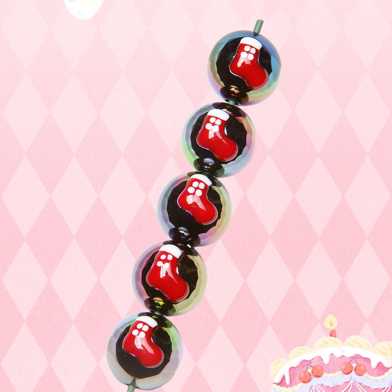 Acrylic Christmas hand-painted beads DIY bead bracelet accessories mobile phone chain car hanging bead accessories Secondary image