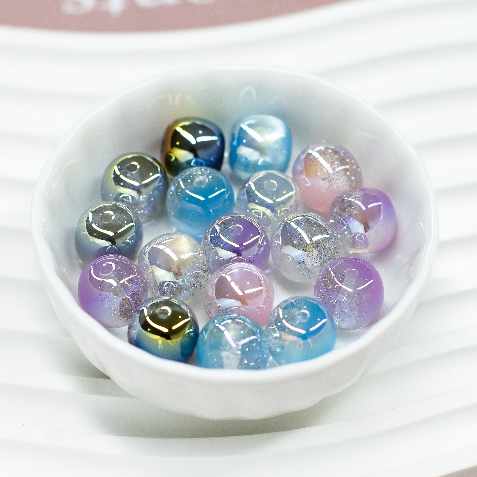Gypsophila beads, color-coated resin beads, straight-hole loose beads, DIY phone chain accessories Secondary image