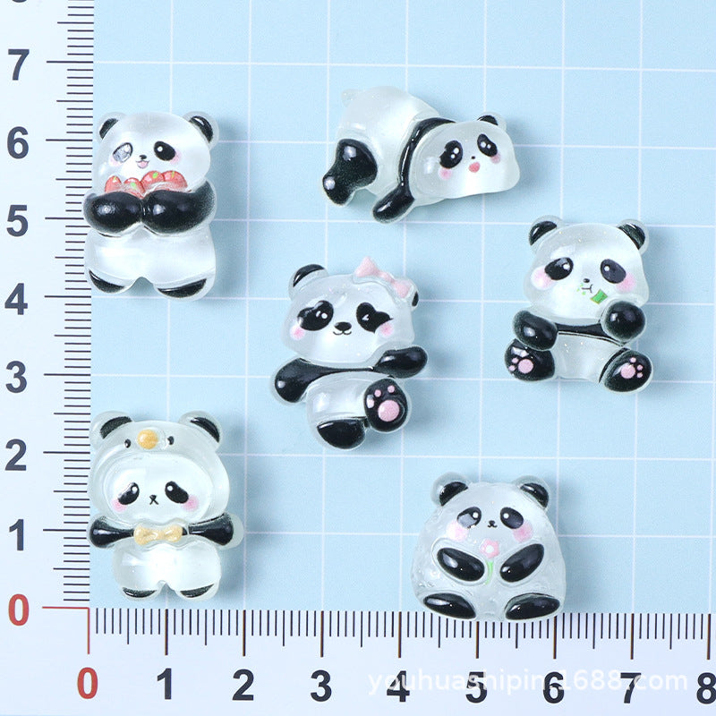 Cartoon panda bamboo shoot resin accessories DIY handmade children's cream glue stationery box phone case water cup sticker Secondary image