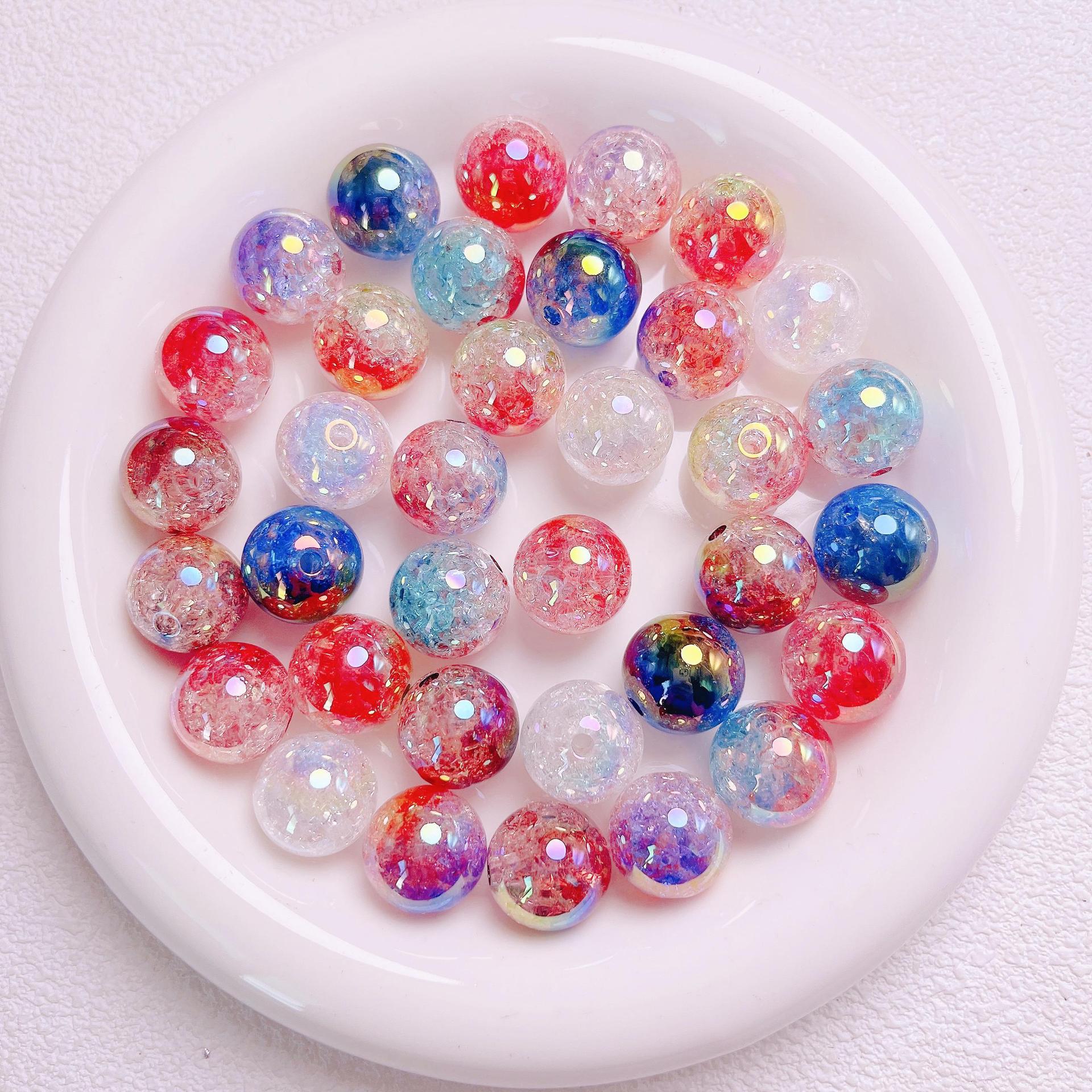16mm UV two-tone gradient burst round beads DIY phone chain keychain beading material accessory Secondary image