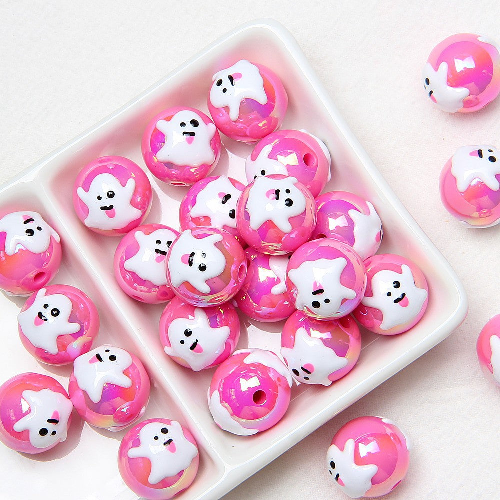 16mm Halloween-themed hand-painted beads, loose beads, pumpkin ghost DIY loose beads, beaded bracelets, phone chains Secondary image