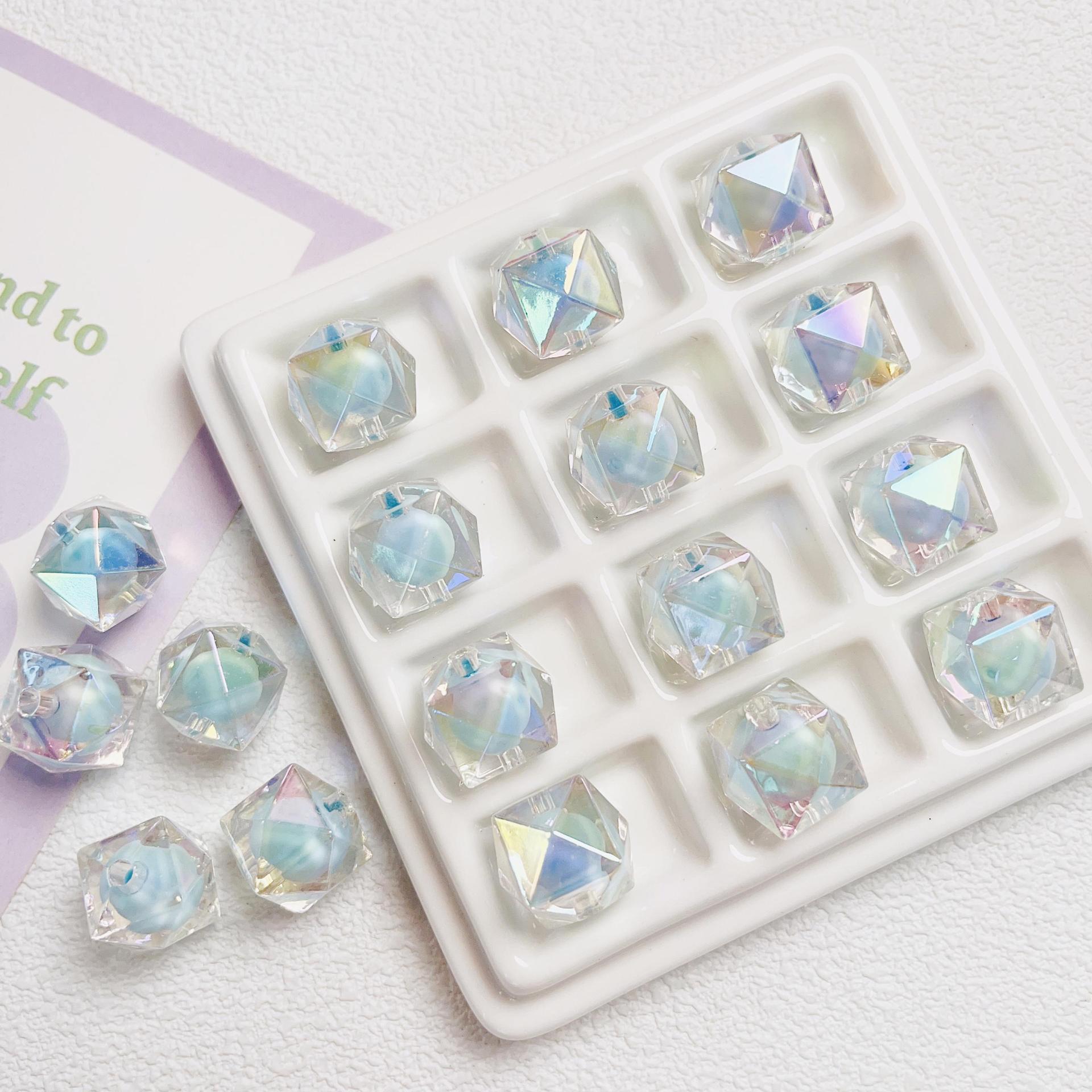 16mm acrylic UV-coated scratch-free diamond-shaped bead-in-bead DIY phone chain keychain beaded accessory Secondary image