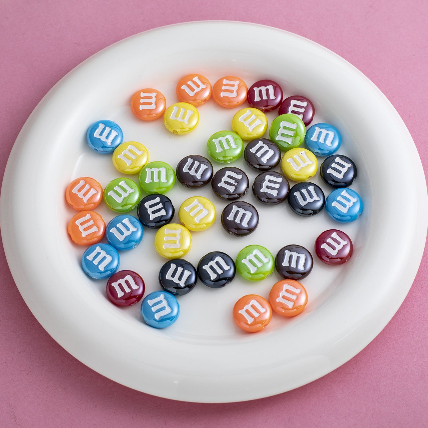 14mm colorful M-bead electroplated acrylic beads with through holes, loose beads for DIY phone chains and accessories Secondary image