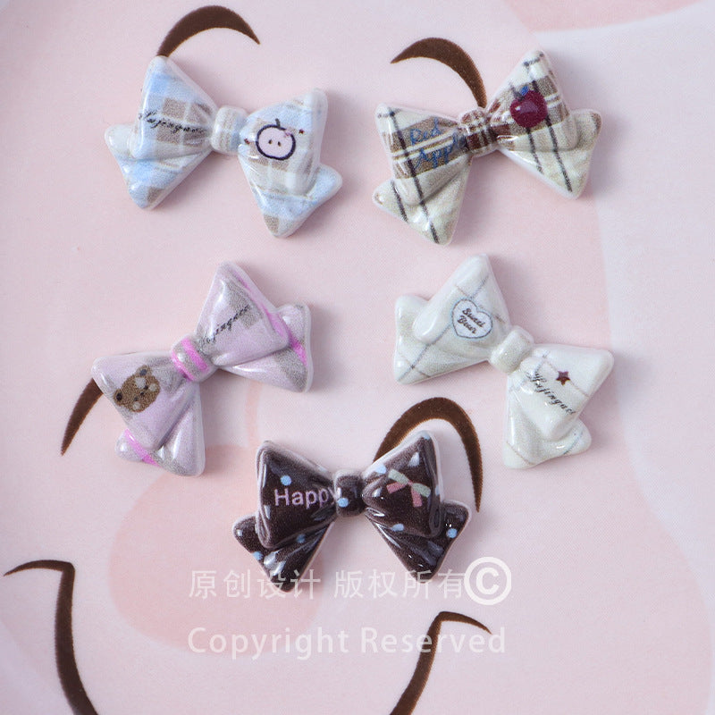 Glossy colorful bow tie DIY cartoon acrylic accessories for phone cases, stationery boxes, storage boxes, hair clips, and hair ties Secondary image