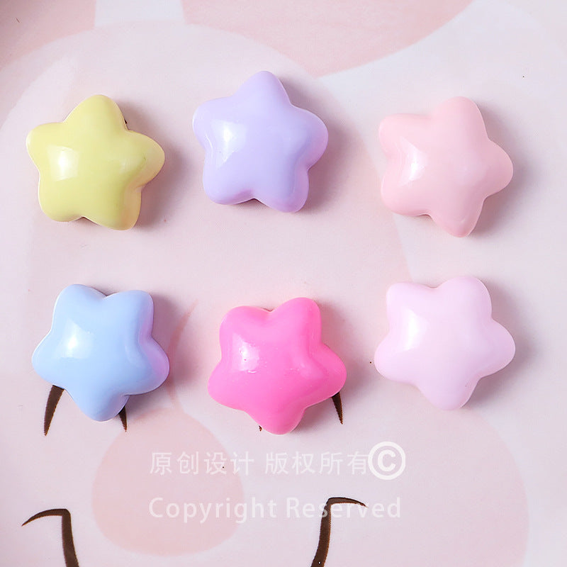 Large thickened glossy five-pointed star Korean and Japanese ins-style rounded corner cream glue phone case diy hairpin hair accessory resin Secondary image