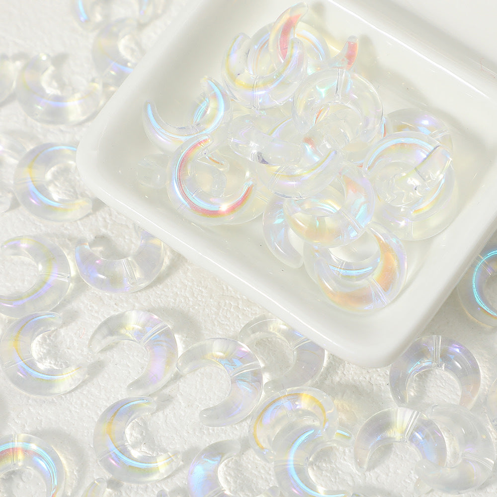 Crescent-shaped glass beads with center hole, enamel-coated, handmade DIY loose beads accessories for bracelets, necklaces, earrings, and jewelry Secondary image