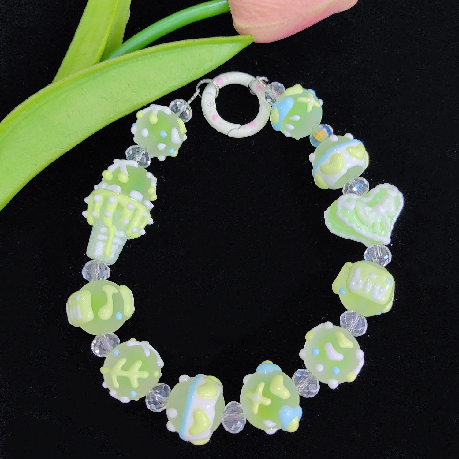 8mm loose beads, new Chinese style ink painting gradient glass beads, DIY beaded bracelet separator bead accessories Secondary image