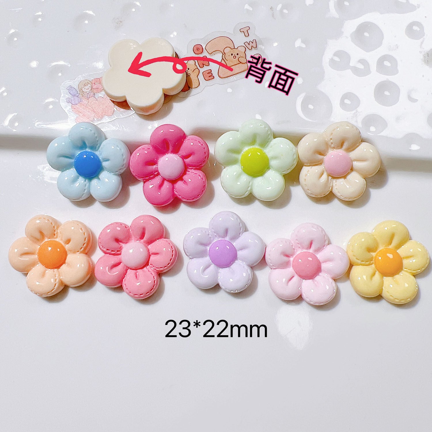 Resin accessories DIY decorative materials handmade materials shoe charms water cup cream glue children's hair accessories line round edge flowers Secondary image