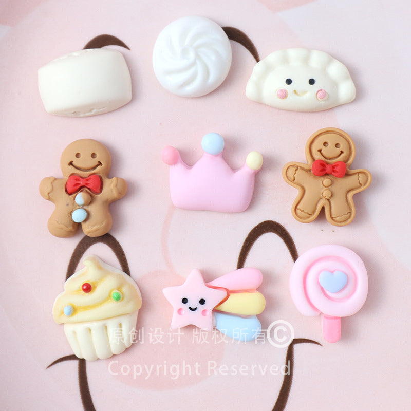 DIY accessories: meteor crown, lollipop, steamed buns, dumplings, cartoon gingerbread man, handmade phone case, resin decorations Secondary image