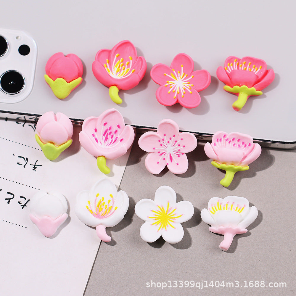 Peach Blossom Cherry Blossom Cream Glue Flower Phone Case Resin Accessories DIY Material Kit Handmade Hair Accessories Hair Clips Secondary image