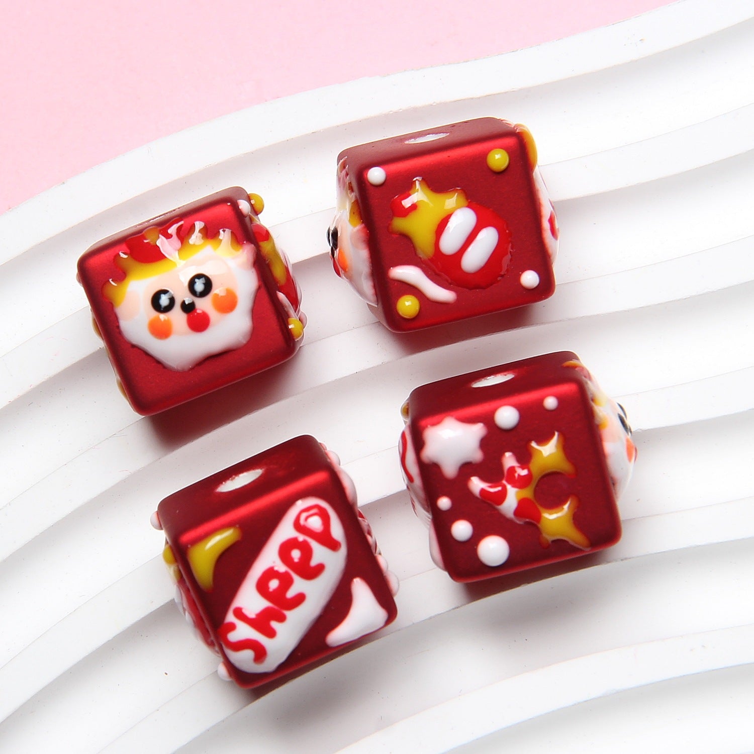 Square-shaped, fresh-style DIY hand-painted beads, loose beads, colorful beaded DIY phone chains, car pendants, bracelet accessories Secondary image
