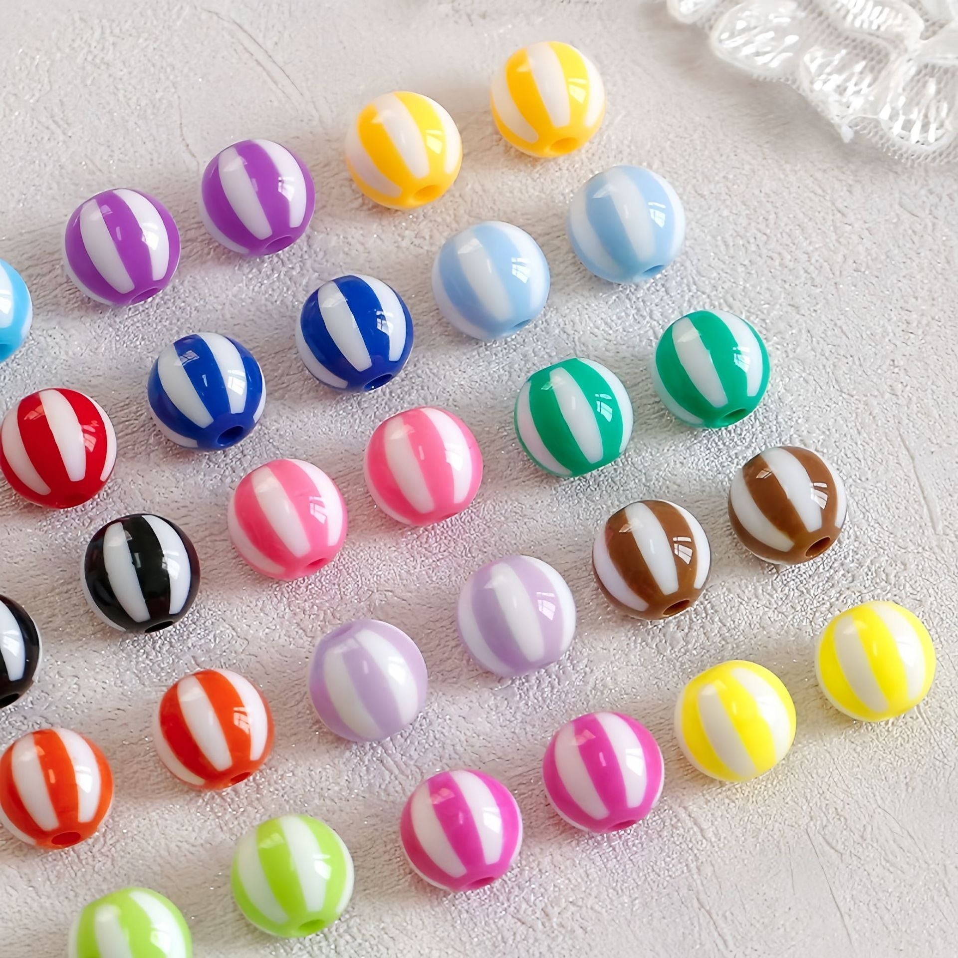 Cute and playful macaron color-blocking watermelon bead striped loose beads DIY beaded bracelet necklace earring accessories Secondary image