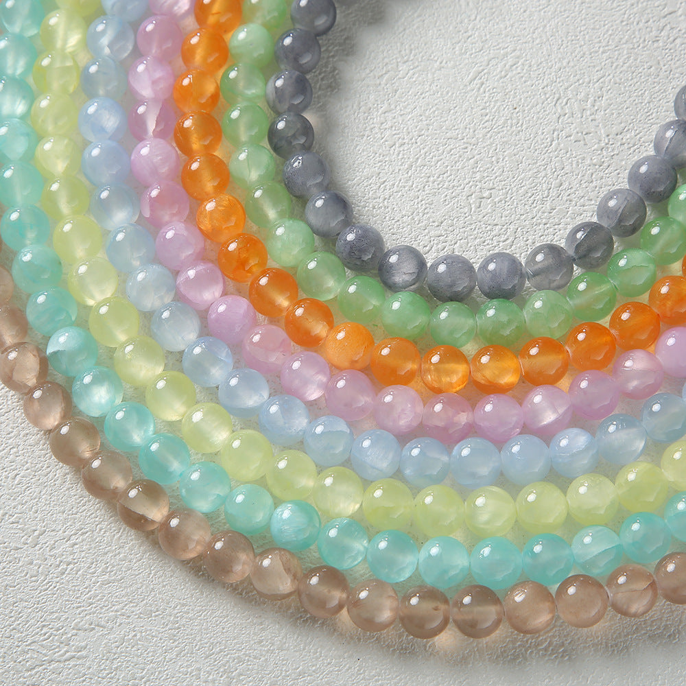 Natural stone ice silk jade synthetic stone colored round beads for handmade DIY bracelet, necklace, and jewelry accessories Secondary image