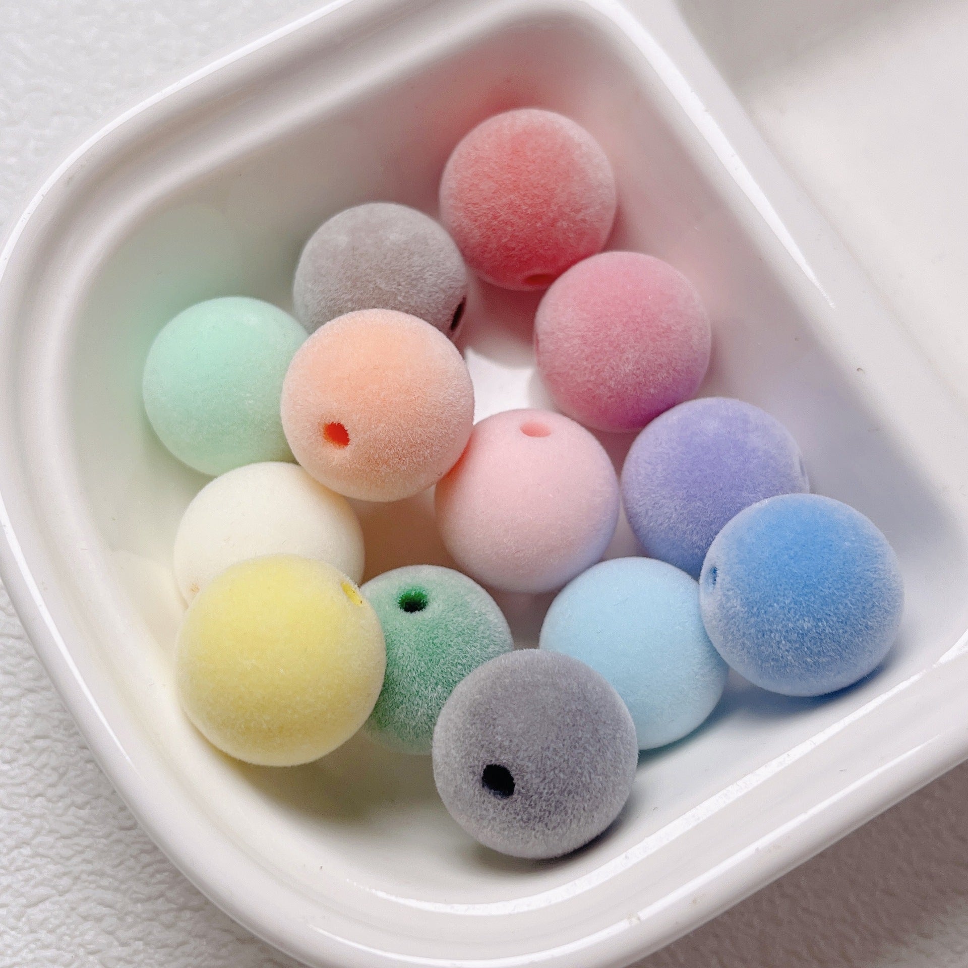 16mm Autumn and Winter Macaron Dark Color Flocked Round Beads Acrylic Loose Beads DIY Mobile Phone Chain Earring Accessory Materials Secondary image
