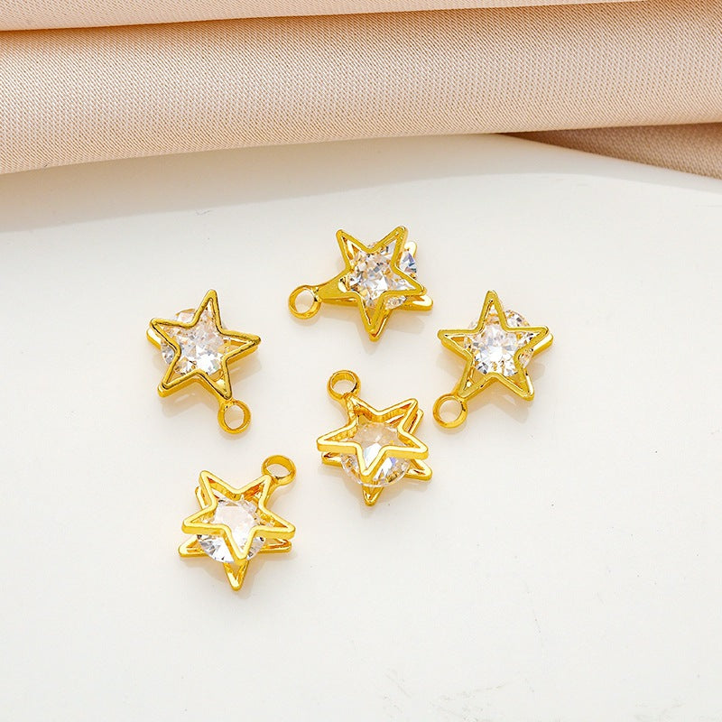 Color-retaining crystal zircon heart pendant, five-pointed star and water drop small charms, DIY jewelry accessories Secondary image