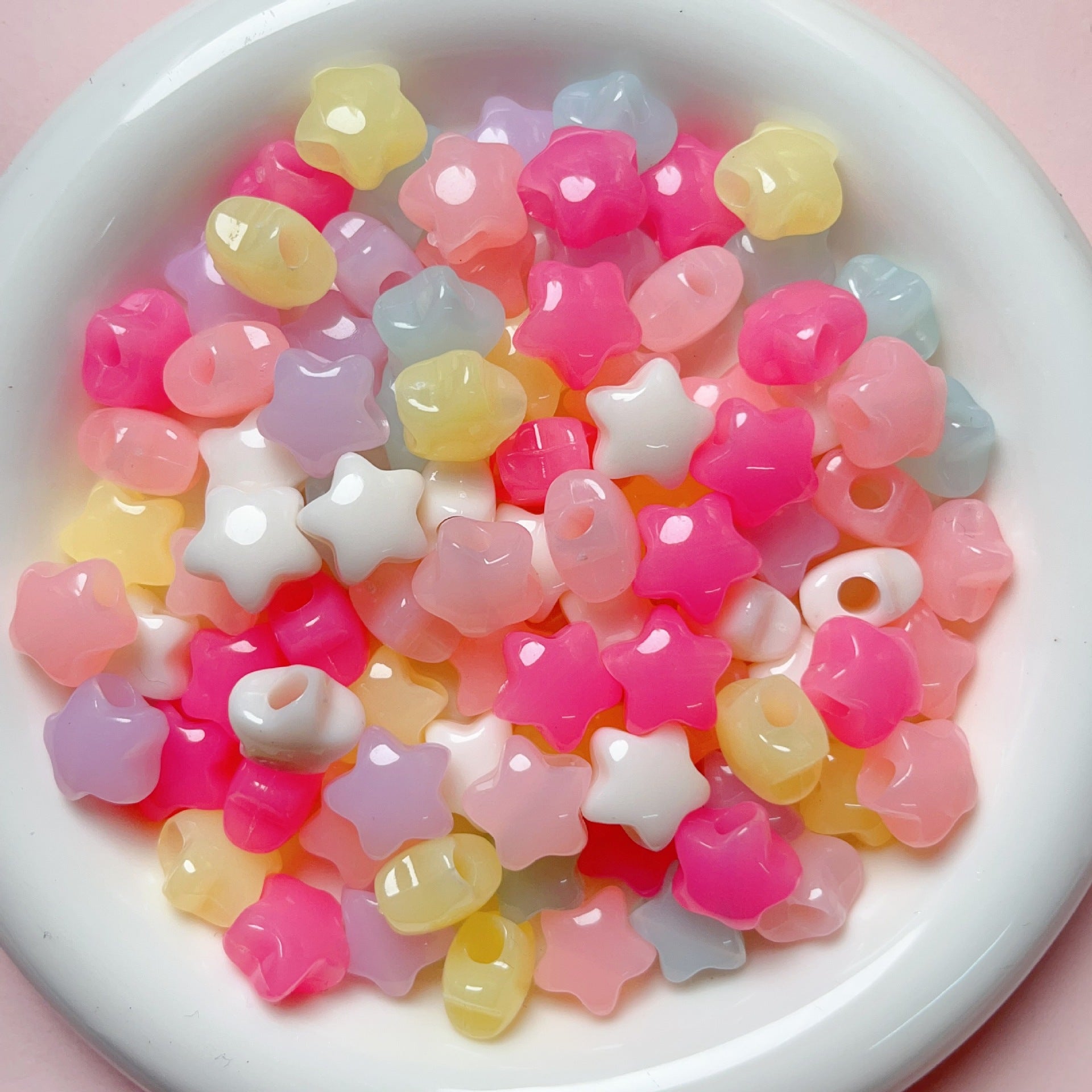 Colorful acrylic heart-shaped bow bear jelly beads loose beads DIY phone chain necklace beading material accessories Secondary image