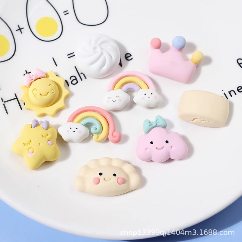 Simulated steamed buns, dumplings, rainbow, sun, clouds, stars, cream glue phone case DIY handmade hairpin materials Secondary image