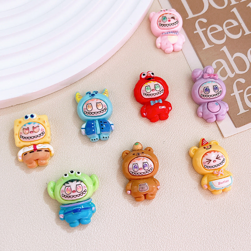 Cartoon funny figurine Labubu resin accessories DIY handmade hair clips, hair ties, water cup decorations materials Secondary image