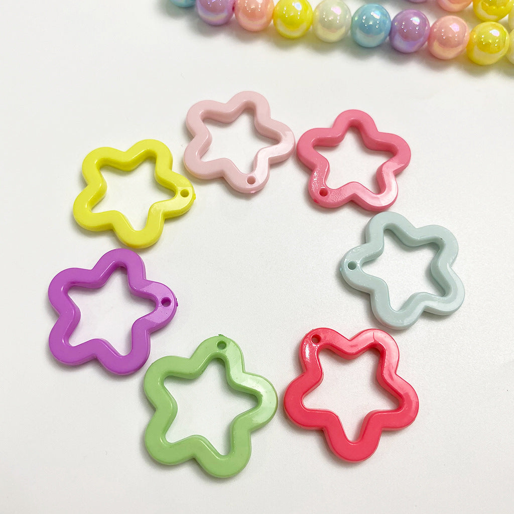 30mm acrylic colorful perforated pentagram summer playful pendant keychain accessory material DIY jewelry accessory Secondary image