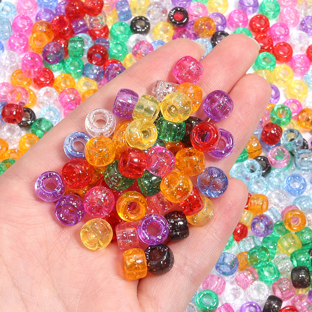 Acrylic large-hole beads, transparent iridescent colored barrel beads, loose beads for DIY handmade bracelets, beading, spacer beads, and jewelry accessories Secondary image