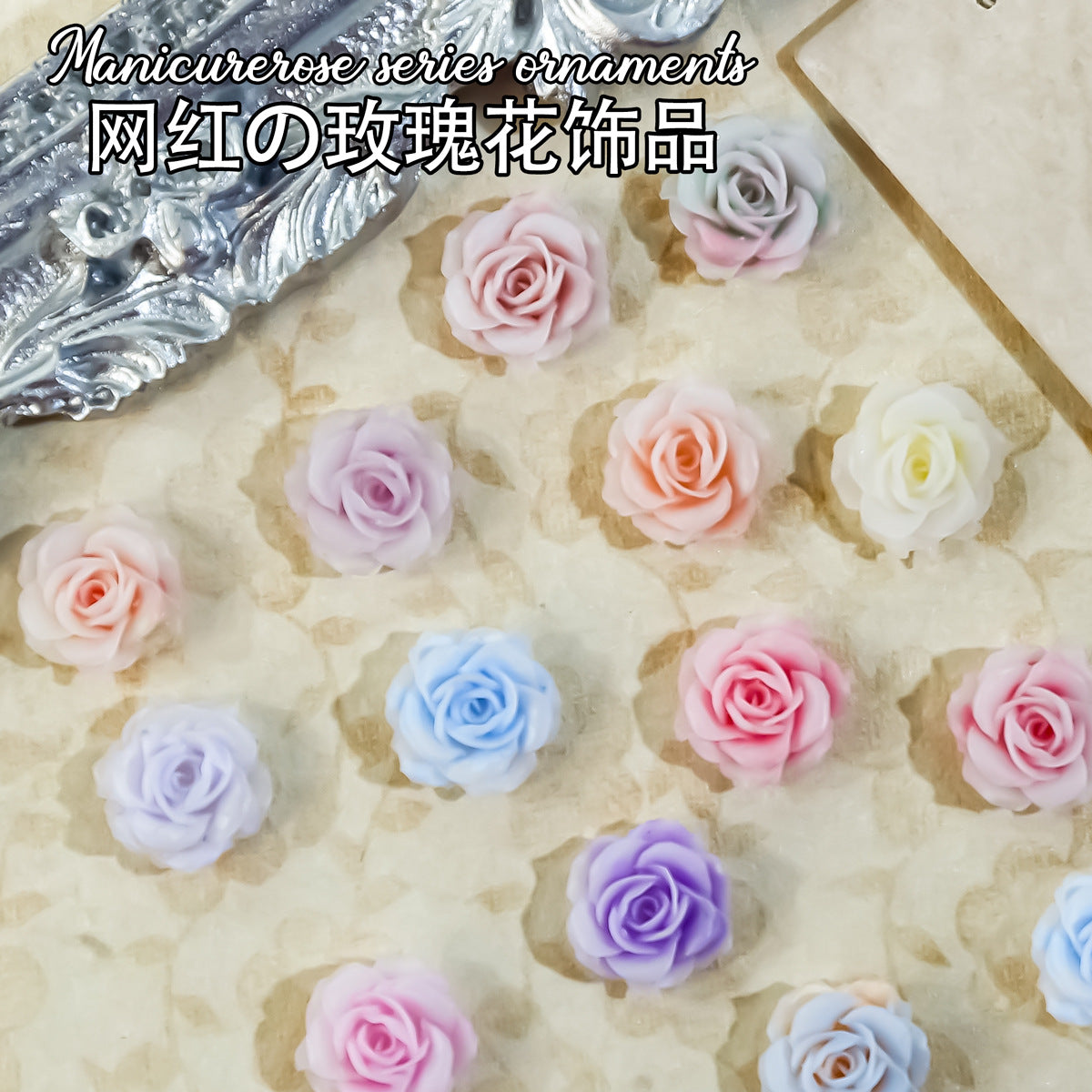 Nail art accessories: glow-in-the-dark flowers, iridescent three-dimensional resin roses, DIY decoration parts Secondary image