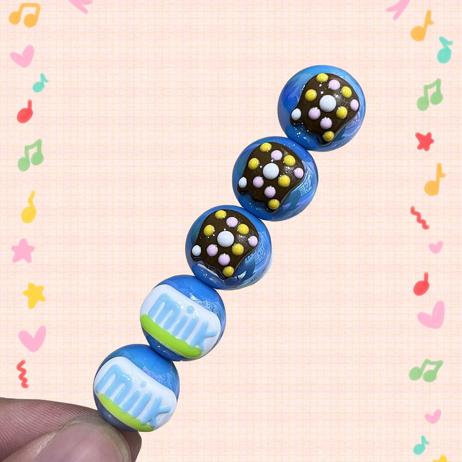Blue-green milk cartoon hand-painted beads DIY bracelet materials loose beads DIY accessories Secondary image