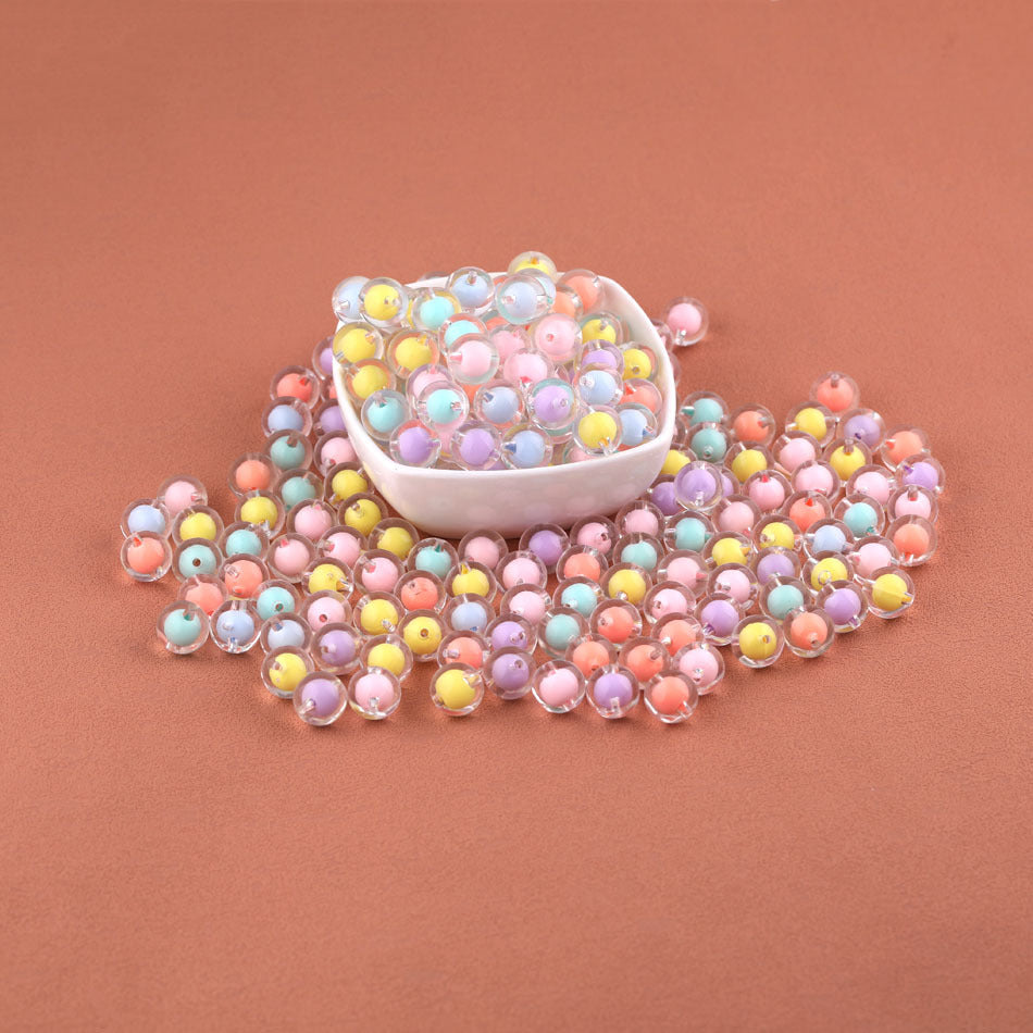 Mixed-color transparent beads with inner color, round acrylic loose beads, DIY handmade bracelet jewelry materials and accessories Secondary image