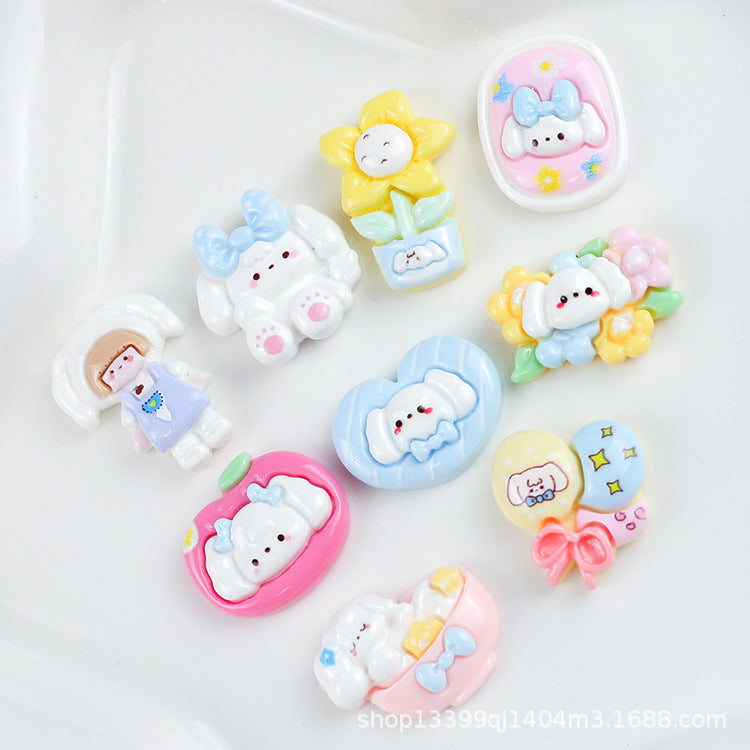 Cute Happy Dog Flower Resin Accessories Cream Glue DIY Hair Rope Hair Accessory Water Cup Phone Case Stickers Secondary image