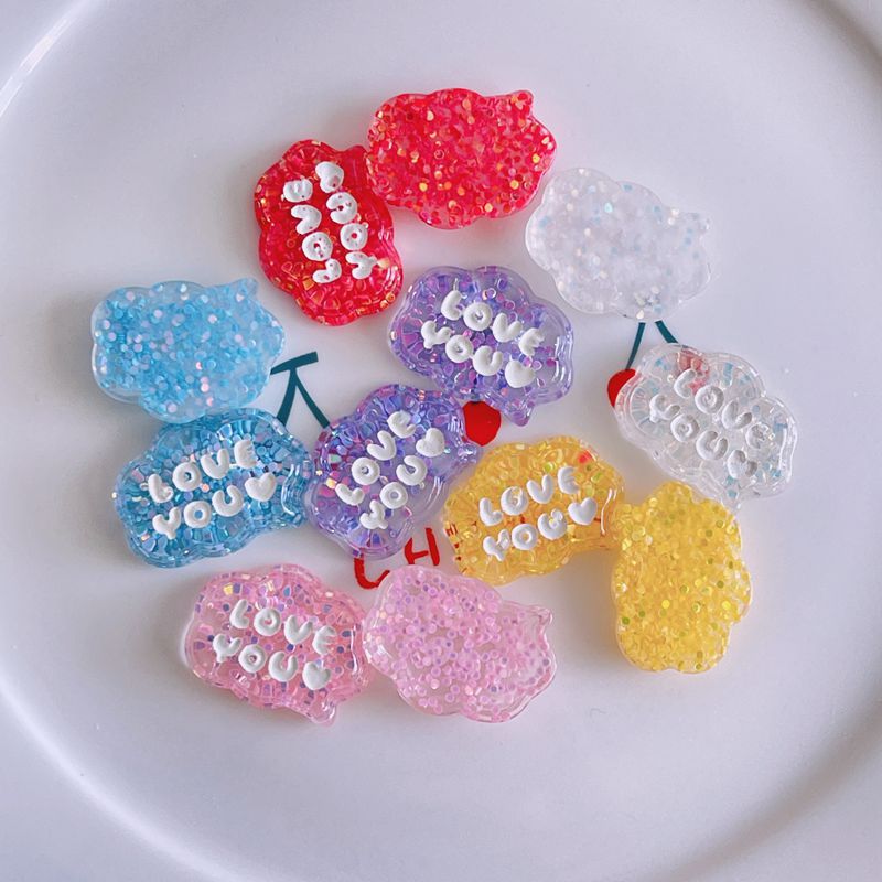 Transparent love glitter letter charms, resin accessories, cream glue, DIY phone case and hair accessory materials, shoe charms, and water bottle materials Secondary image