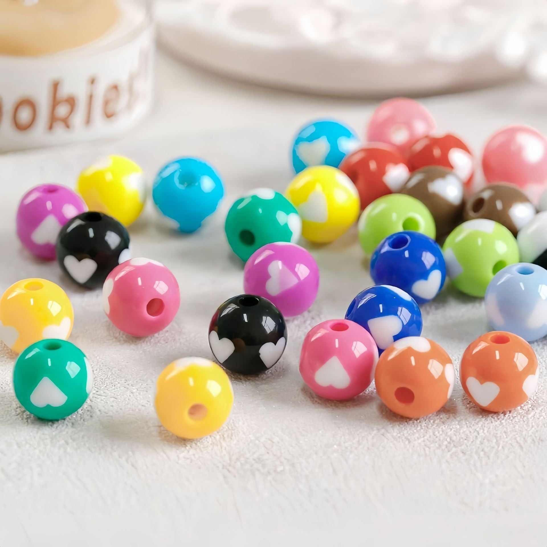 Cute and playful two-tone heart-shaped straight-hole beads, DIY earring, vintage necklace, bracelet materials, jewelry accessories Secondary image