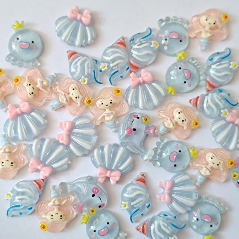 Ocean Mermaid Ocean Doll Resin Accessories DIY Resin Phone Case Croc Shoe Decoration Secondary image