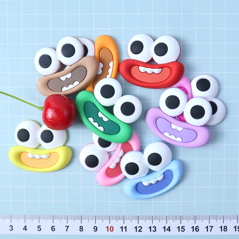 Soft PVC large-sized funny mouth and eyes cute cartoon DIY storage box decoration hair accessories phone case ornaments Secondary image