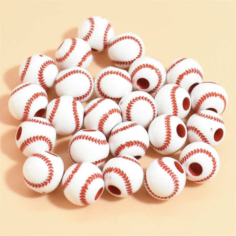 12mm 50pcs/pack baseball mixed color acrylic beads DIY bracelet beading accessories loose beads early education Secondary image