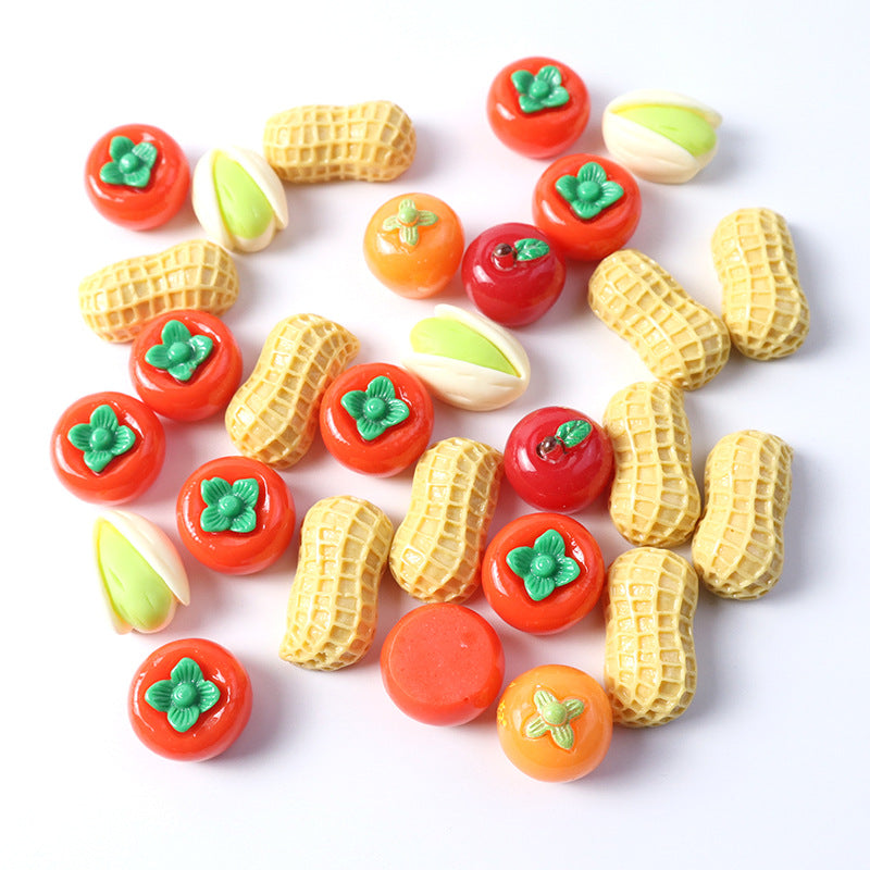 Simulated persimmon and peanut resin accessories, cream glue DIY hair accessories, hair rope buckles, refrigerator magnets, decorative stickers, happy fruit Secondary image