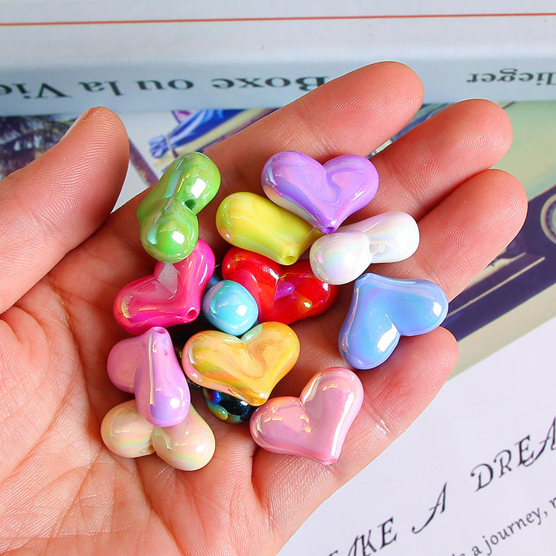 Cream-colored plated peach heart beads DIY phone chain bracelet necklace beading material accessories Secondary image