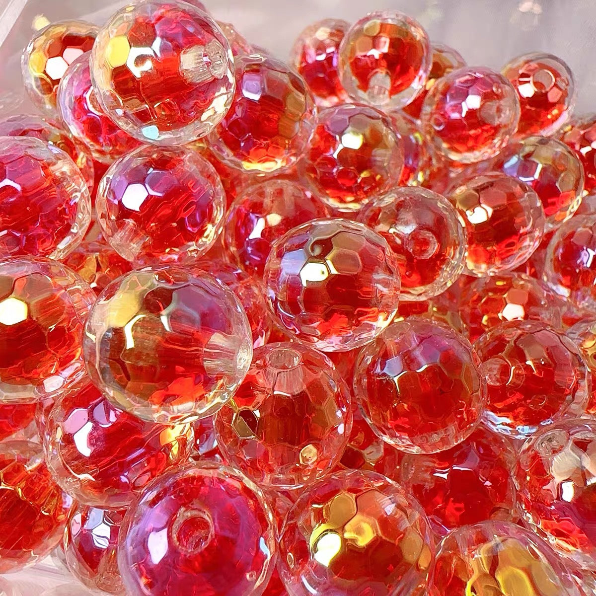 16mm color-coated UV candy heart disco beads with straight holes, loose beads for DIY phone chains, keychains, beading materials, and accessory components Secondary image