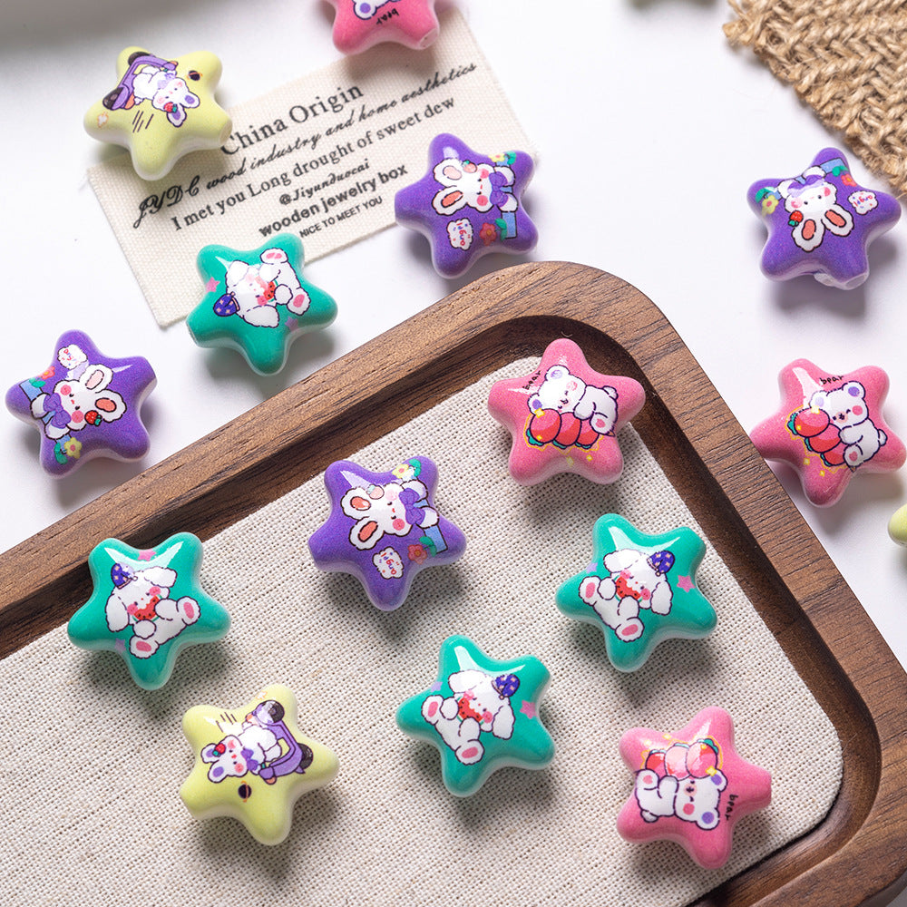 Cute cartoon animal beads, star beads, five-star loose beads, DIY phone chain bead accessories, bracelet beads Secondary image