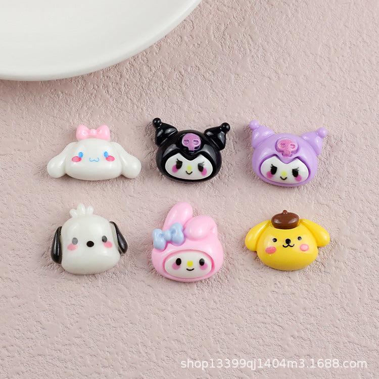 Solid color big-eared dog resin accessory parts for DIY craft stores, hairpin and hair accessory patches Secondary image