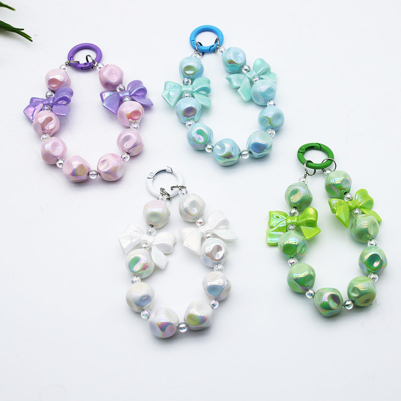 New creative fig bow beaded phone pendant, phone case chain, car keychain, bag accessory, fruit-themed Secondary image