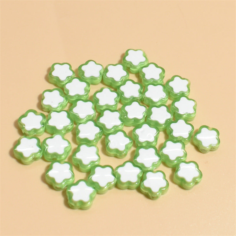 10mm 50 pieces/Assorted color plum blossom beads with mixed styles DIY bracelet beading accessories loose beads Secondary image
