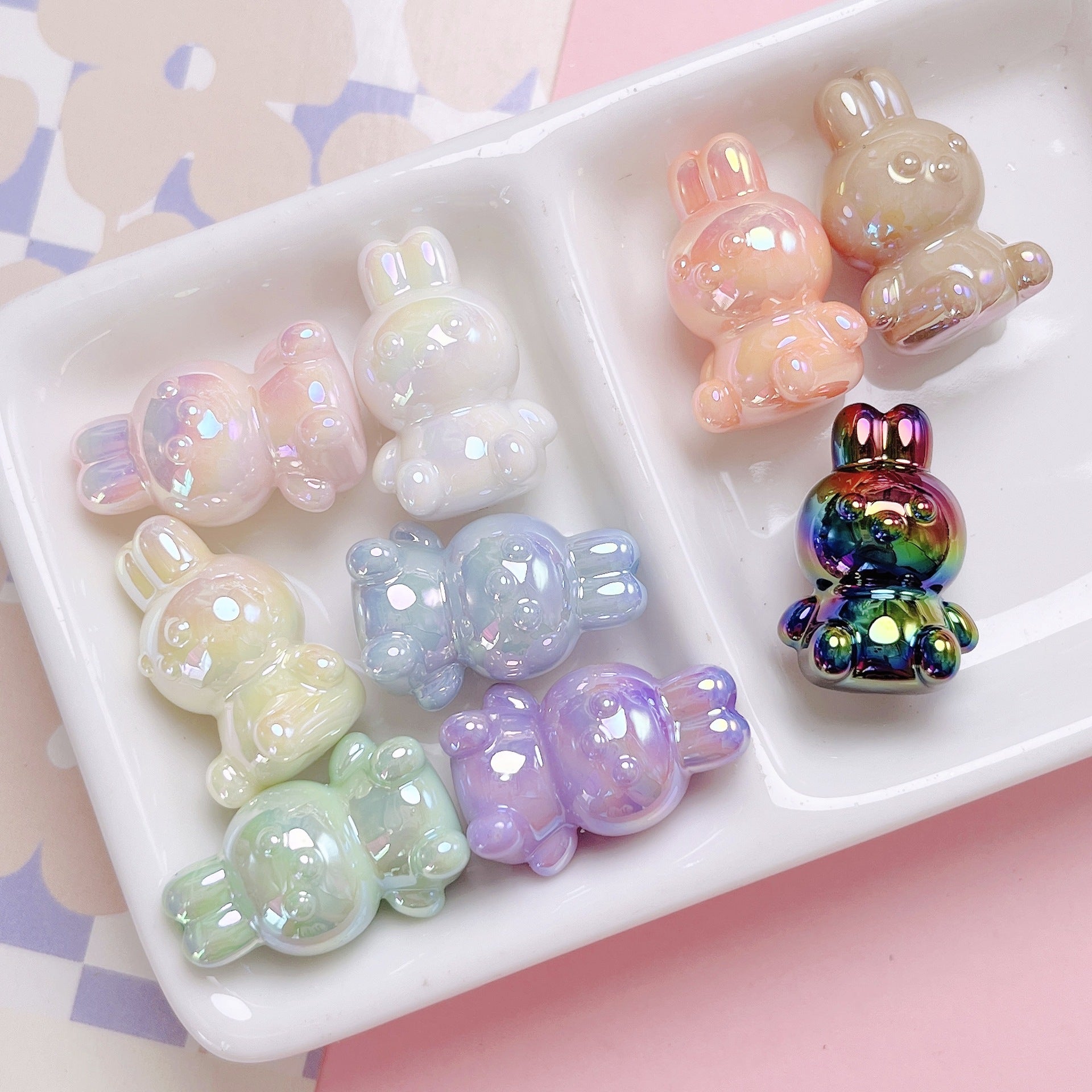 Acrylic cute cream bunny vertical hole beads DIY phone chain keychain bag pendant accessory materials Secondary image