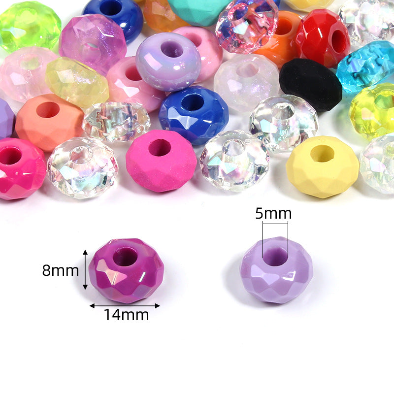 14mm solid color acrylic UV coated tactile paint large hole wheel beads DIY phone chain keychain flat beads Secondary image