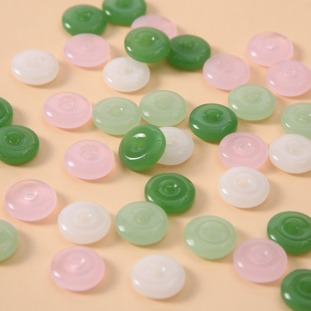 Jade-like glass peace buckle, new Chinese style imitation jade beads, bracelet, necklace, jewelry accessories, handmade DIY materials Secondary image